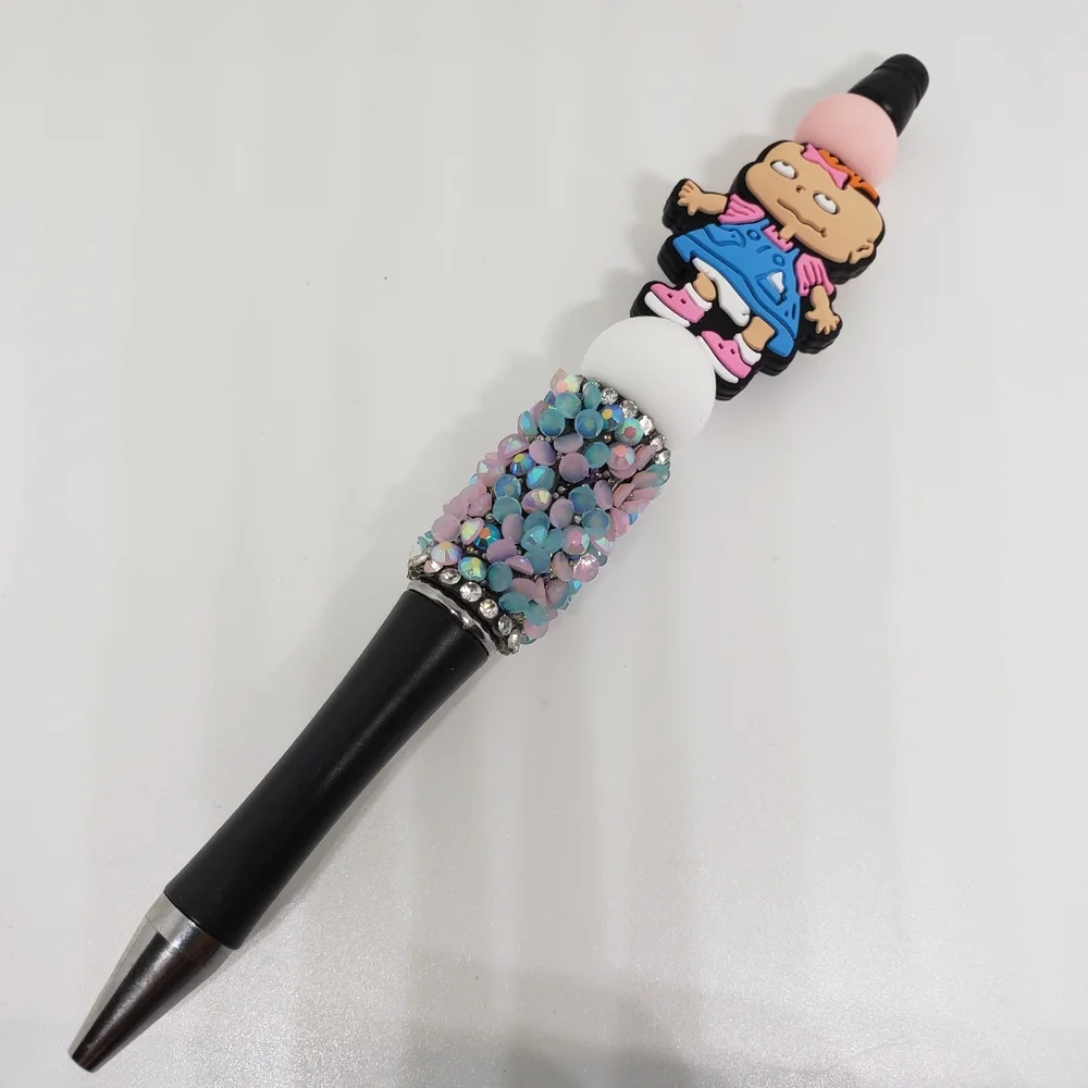 Handmade Rhinestone Rugrats Lil Beaded Silicone Focal Bead Pen